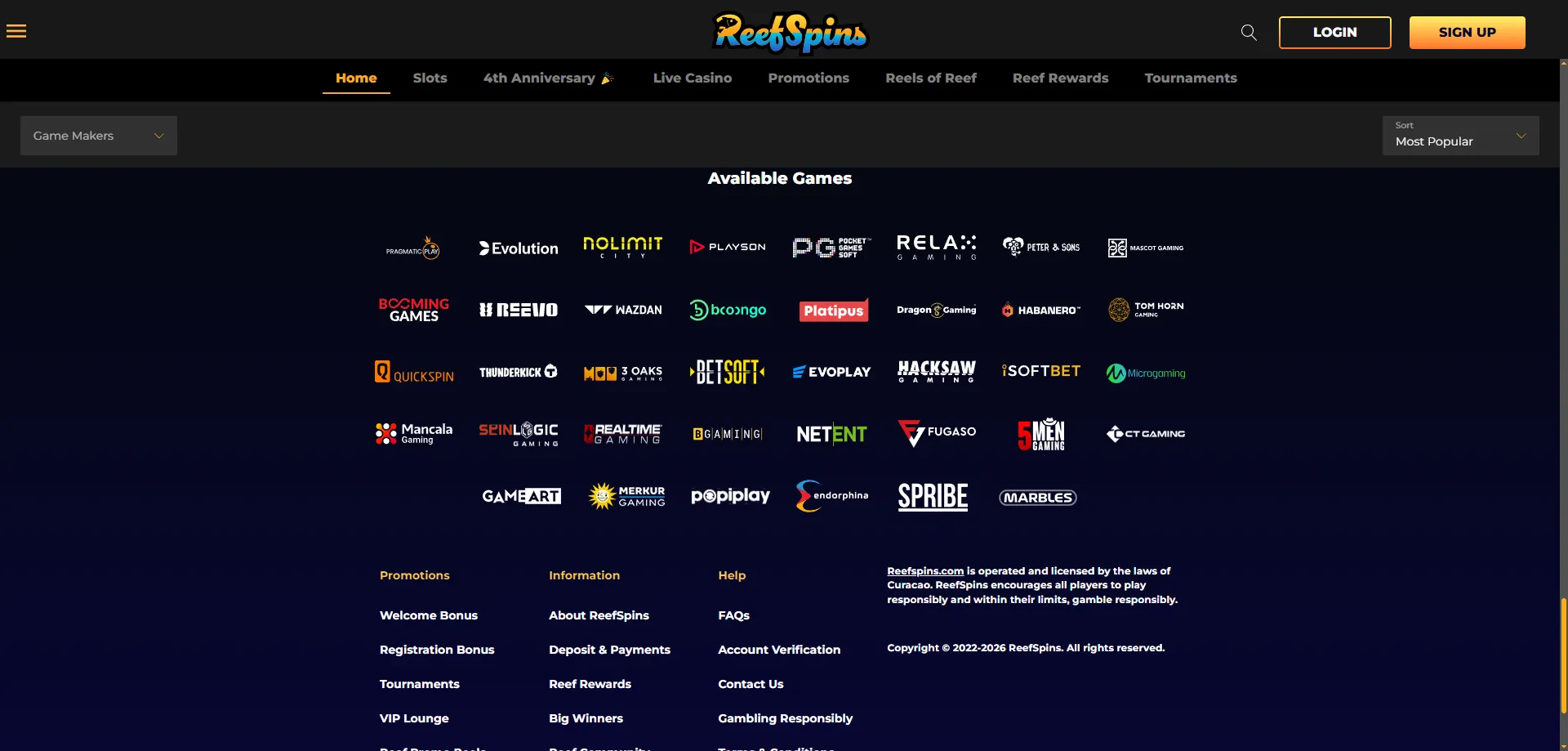 ReefSpins Casino mobile browser experience on smartphone 2026